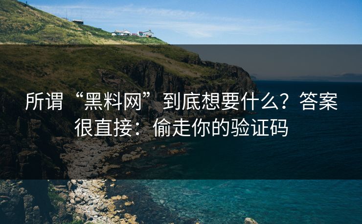 所谓“黑料网”到底想要什么？答案很直接：偷走你的验证码